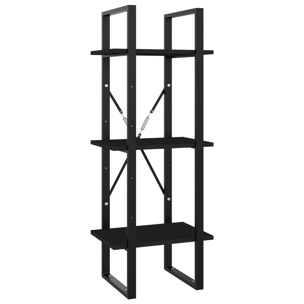 Libreria a 3 Ripiani Nera 40x30x105 cm in Legno Multistrato