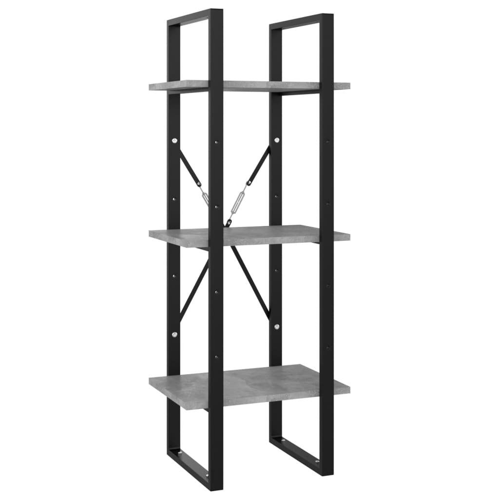 Libreria 3 Ripiani Grigio Cemento 40x30x105cm Legno Multistrato