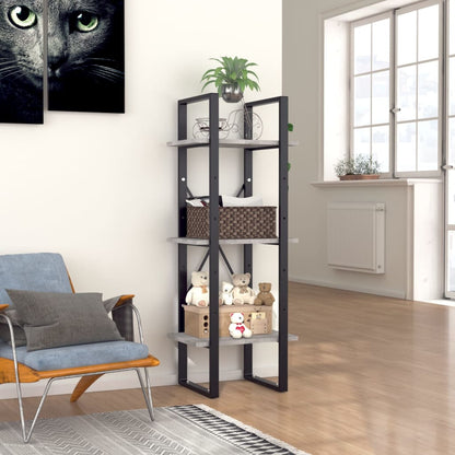 Libreria 3 Ripiani Grigio Cemento 40x30x105cm Legno Multistrato