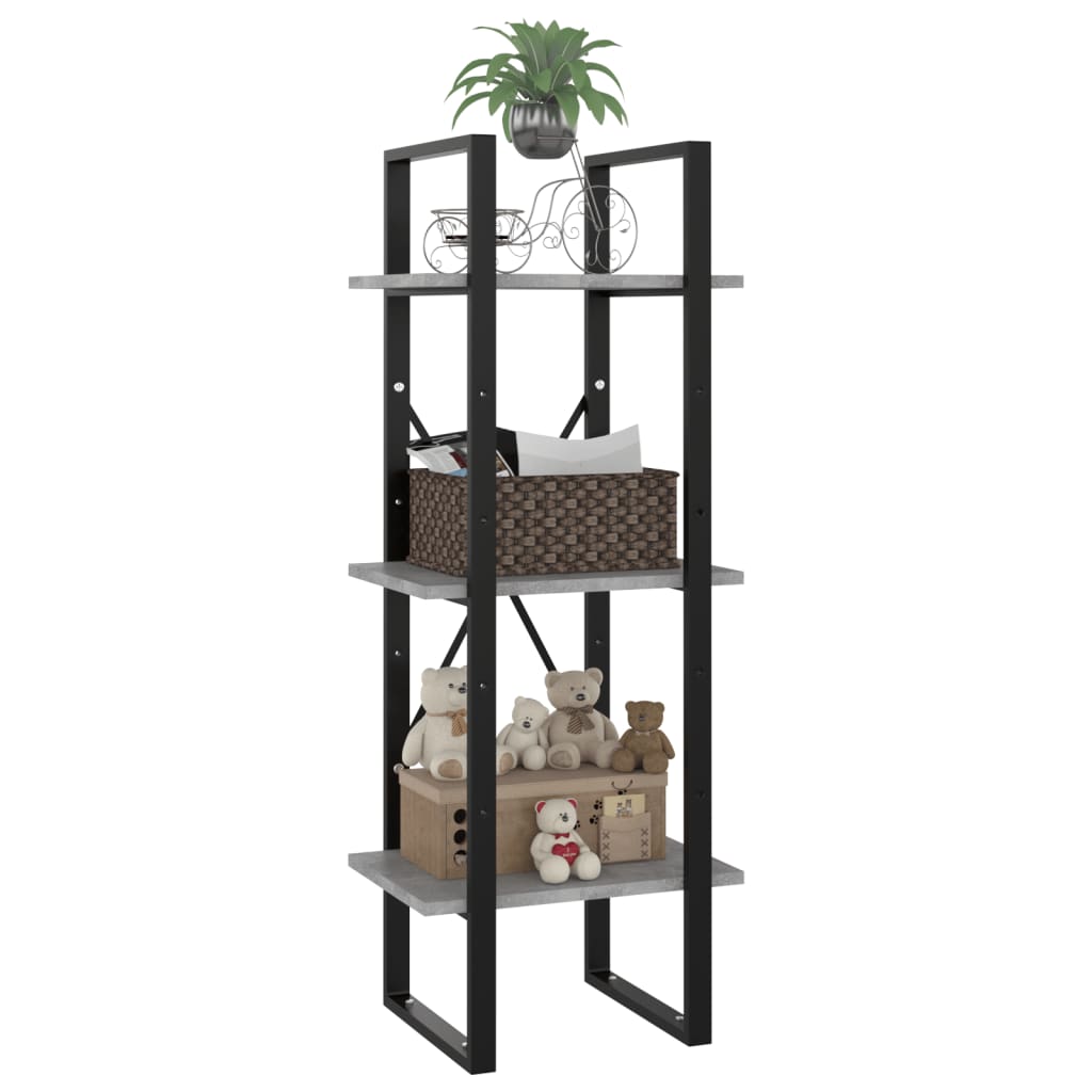 Libreria 3 Ripiani Grigio Cemento 40x30x105cm Legno Multistrato