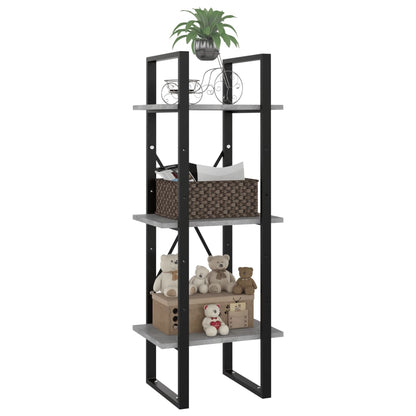 Libreria 3 Ripiani Grigio Cemento 40x30x105cm Legno Multistrato