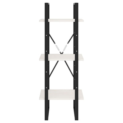 Libreria a 3 Ripiani Bianca 40x30x105 cm Legno Massello di Pino