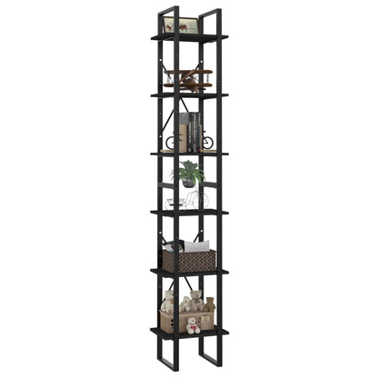 Libreria a 6 Ripiani Nera 40x30x210 cm in Legno Multistrato