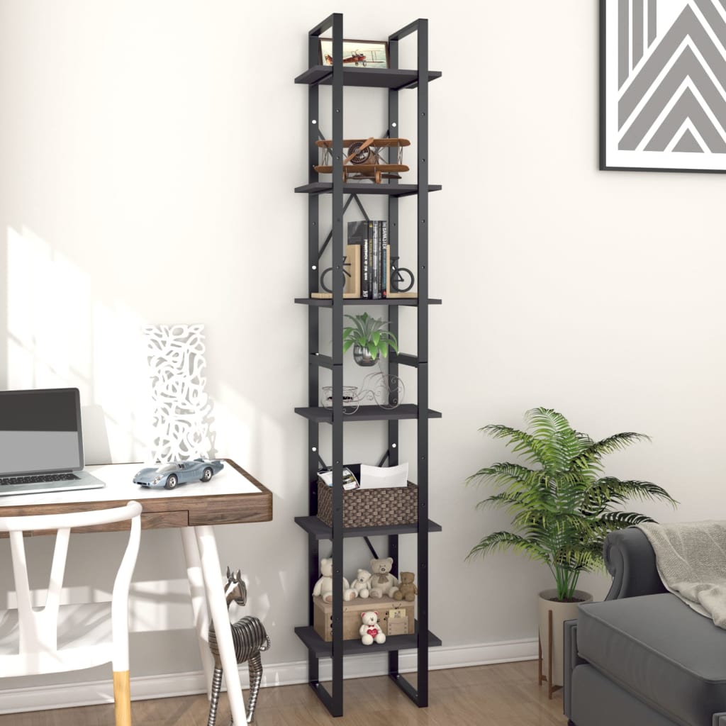 Libreria a 6 Ripiani Grigia 40x30x210 cm in Legno Multistrato