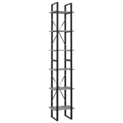 Libreria 6 Ripiani Grigio Cemento 40x30x210cm Legno Multistrato