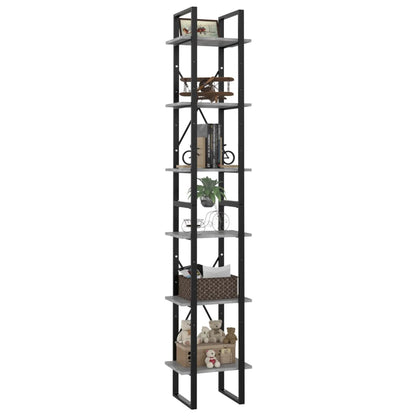 Libreria 6 Ripiani Grigio Cemento 40x30x210cm Legno Multistrato