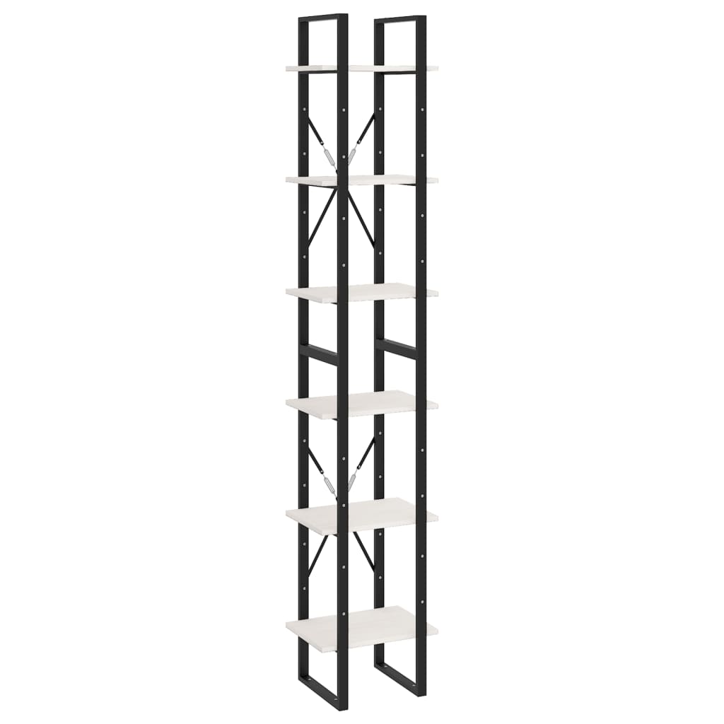 Scaffale Alto Bianco 40x30x210 cm in Legno Massello di Pino