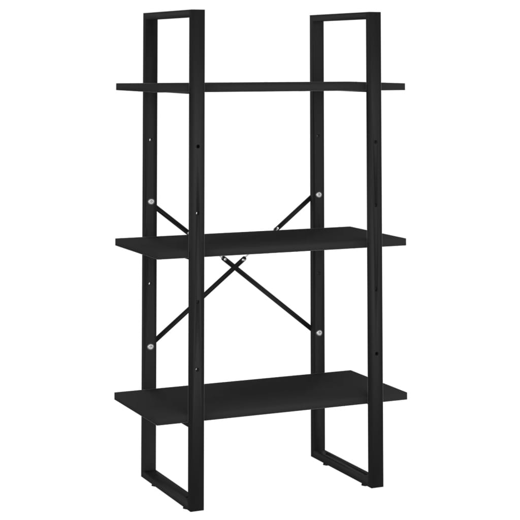 Scaffale Portaoggetti Nero 60x30x105 cm in Legno Multistrato