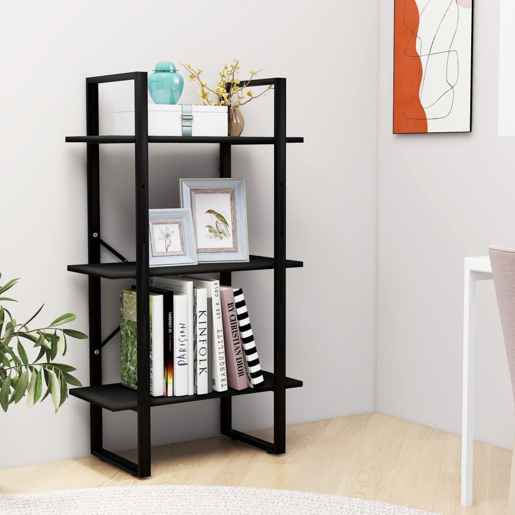 Scaffale Portaoggetti Nero 60x30x105 cm in Legno Multistrato