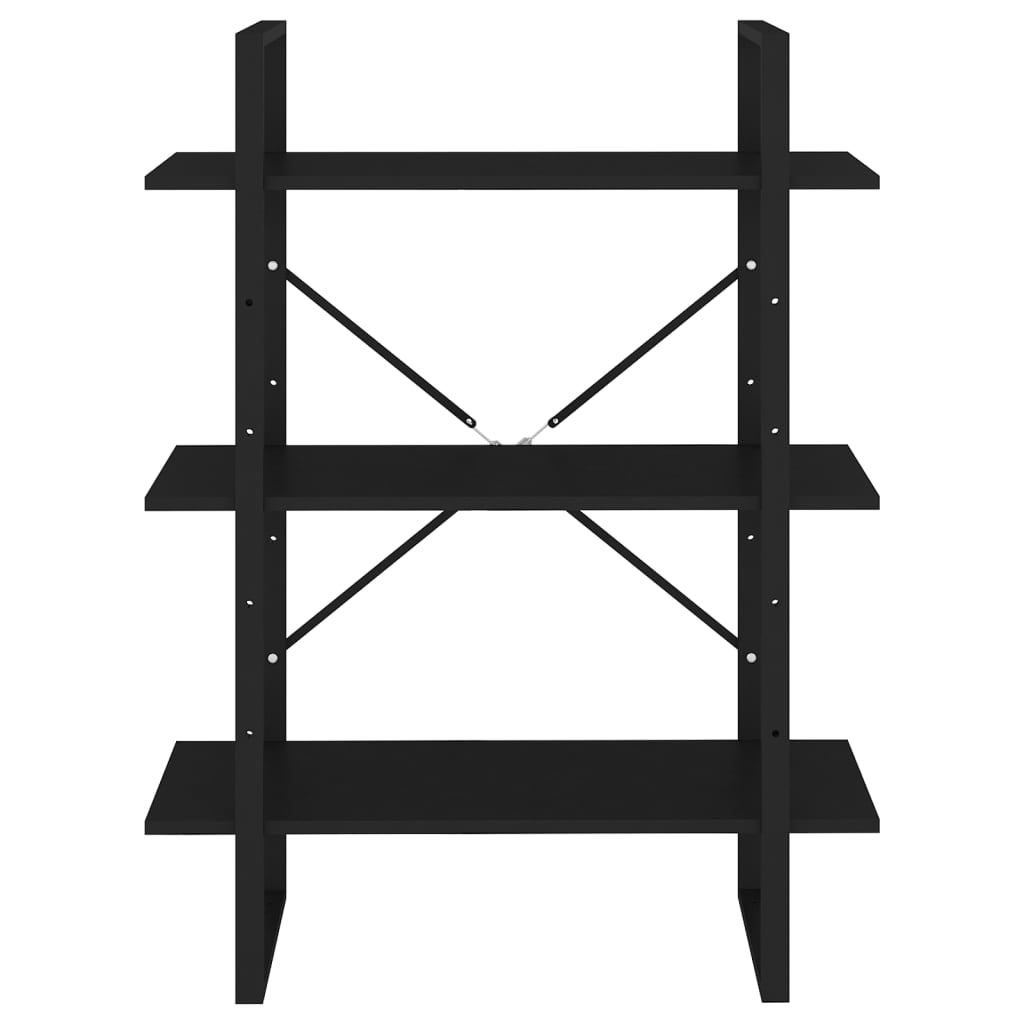 Libreria Nera 80x30x105 cm in Legno Multistrato