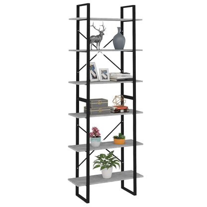 Scaffale Alto Grigio Cemento 80x30x210 cm in Legno Multistrato