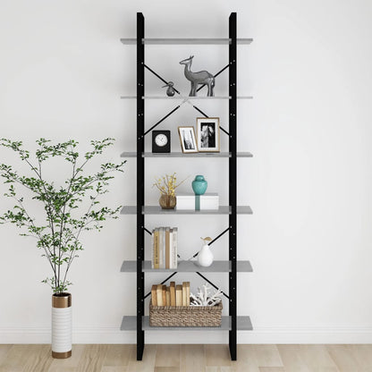 Scaffale Alto Grigio Cemento 80x30x210 cm in Legno Multistrato