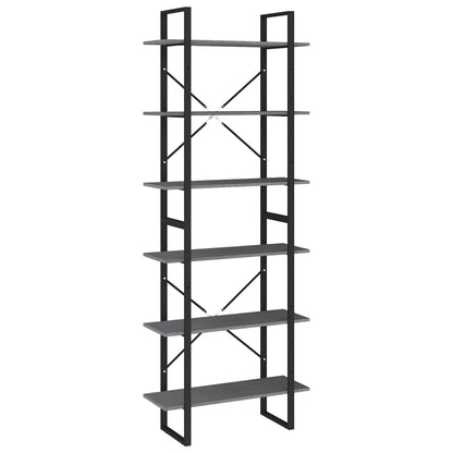 Scaffale Alto Grigio 80x30x210 cm in Legno Massello di Pino