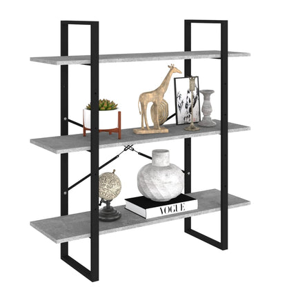 Libreria Grigio Cemento 100x30x105 cm in Legno Multistrato