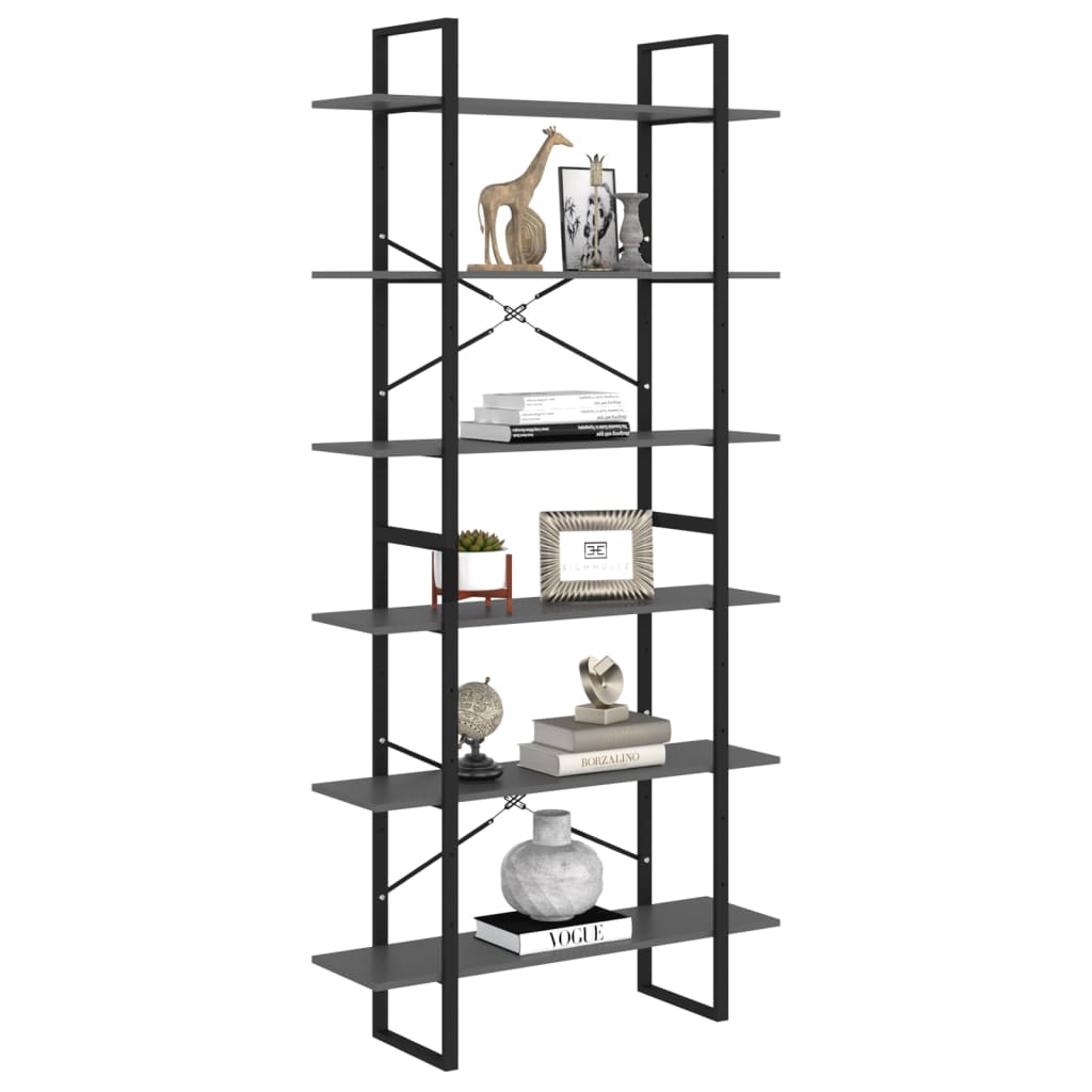 Scaffale Alto Grigio 100x30x210 cm in Legno Multistrato