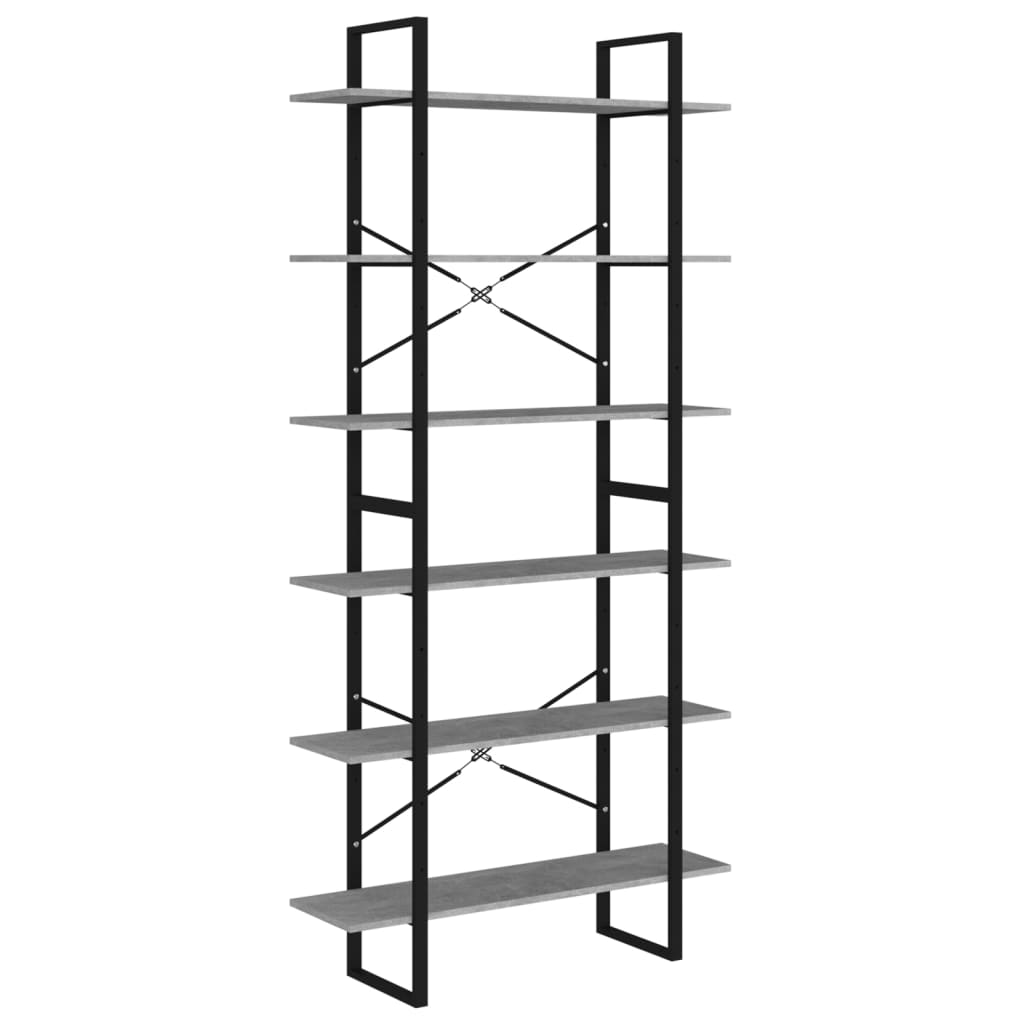 Scaffale Alto Grigio Cemento 100x30x210 cm in Legno Multistrato