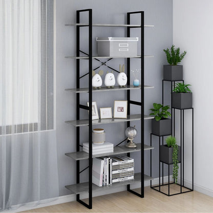 Scaffale Alto Grigio Cemento 100x30x210 cm in Legno Multistrato