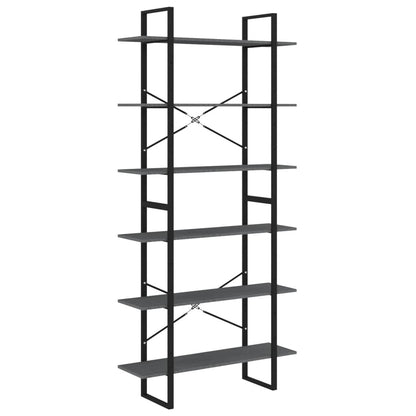 Scaffale Alto Grigio 100x30x210 cm in Legno Massello di Pino