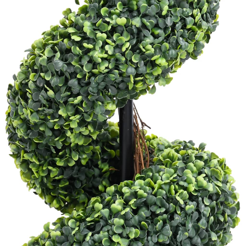 Pianta di Bosso Artificiale a Spirale con Vaso Verde 59 cm