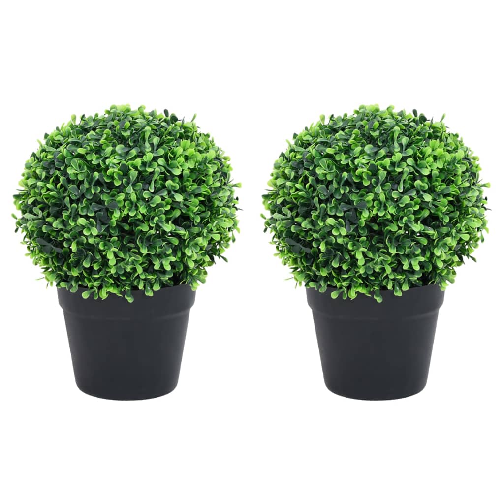 Piante di Bosso Artificiale 2 pz a Sfera con Vaso Verde 37 cm