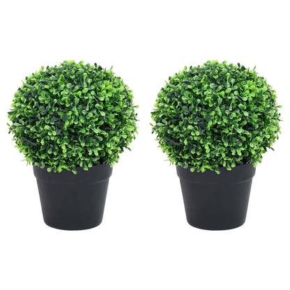 Piante di Bosso Artificiale 2 pz a Sfera con Vaso Verde 37 cm