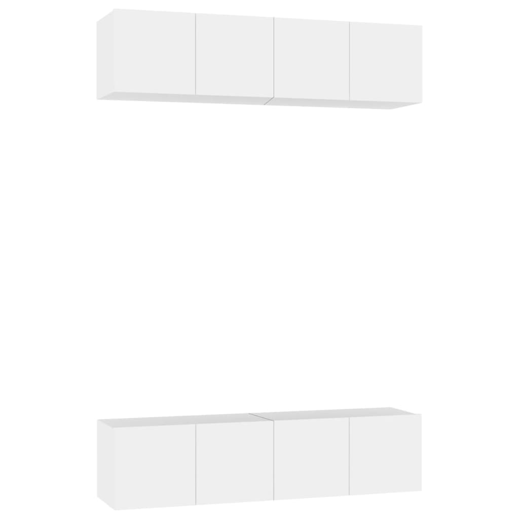 Mobili Porta TV 4 pz Bianchi 60x30x30 cm in Legno Multistrato