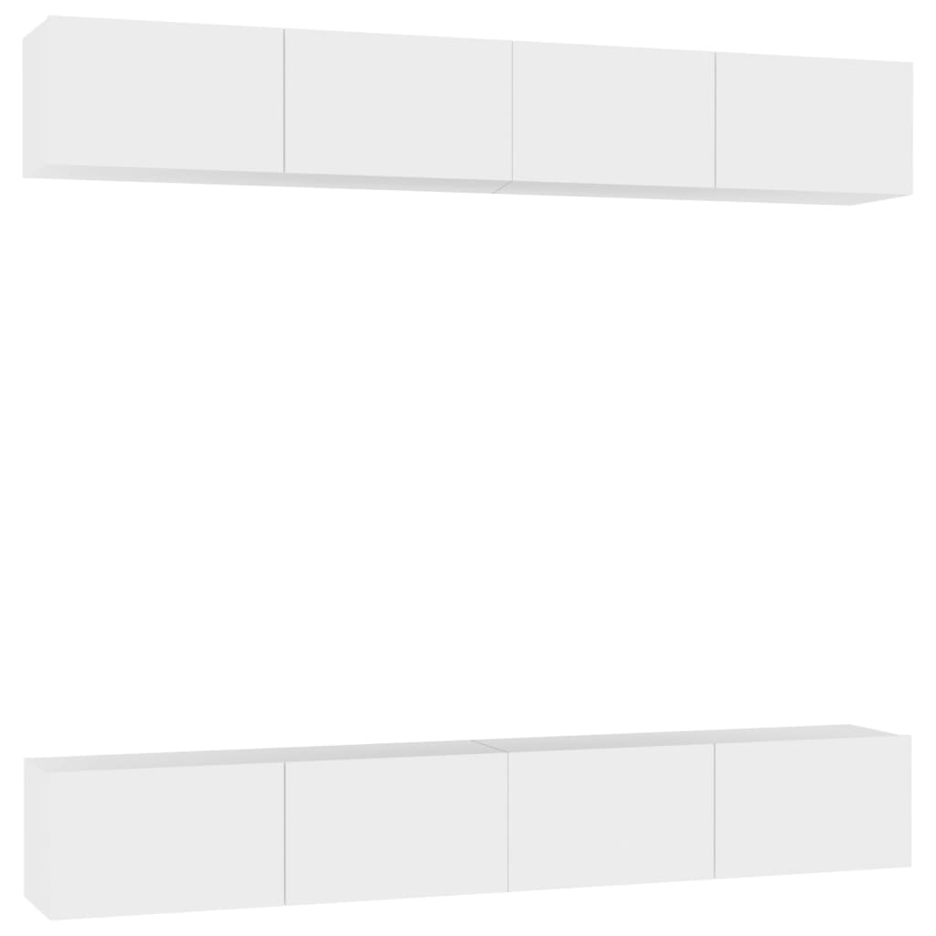 Mobili Porta TV 4 pz Bianchi 100x30x30 cm in Legno Multistrato