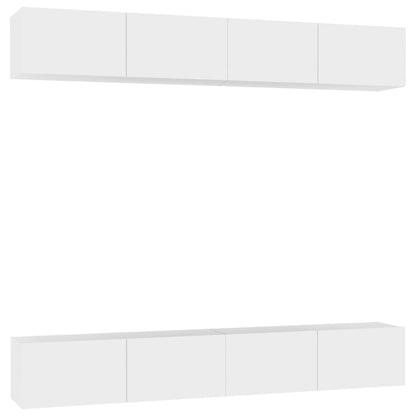Mobili Porta TV 4 pz Bianchi 100x30x30 cm in Legno Multistrato
