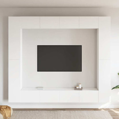 Set Mobili Porta TV 8 pz Bianco in Legno Multistrato