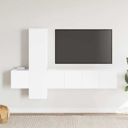 Set di Mobili Porta TV 5 pz Bianco in Legno Multistrato