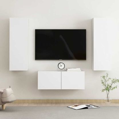 Set Mobili Porta TV 3 pz Bianco in Legno Multistrato
