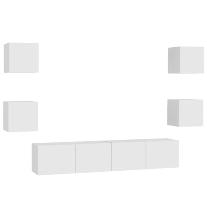 Set Mobili Porta TV 6 pz Bianco in Legno Multistrato
