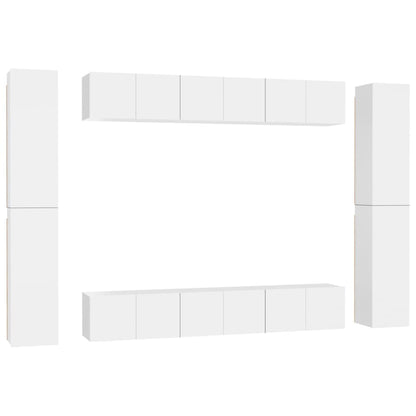 Set Mobili Porta TV 10 pz Bianco in Legno Multistrato