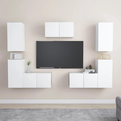 Set di Mobili Porta TV 7 pz Bianco in Legno Multistrato