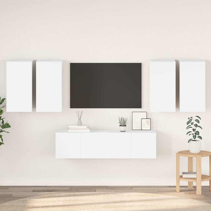 Set di Mobili Porta TV 6 pz Bianco in Legno Multistrato