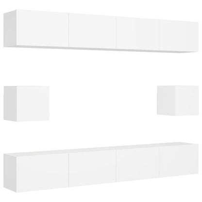 Set Mobili Porta TV 6 pz Bianco in Legno Multistrato