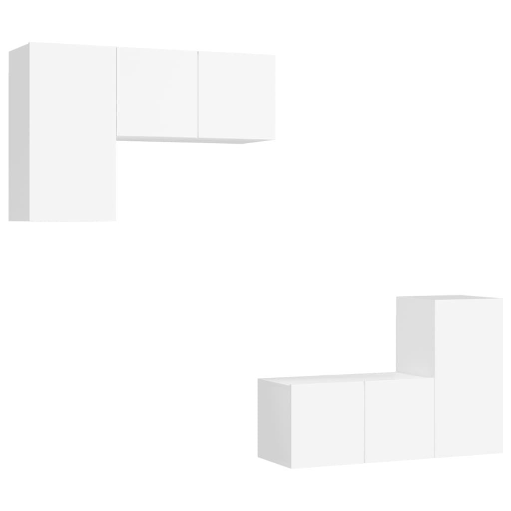 Set Mobili TV 4 pz Bianco in Truciolato