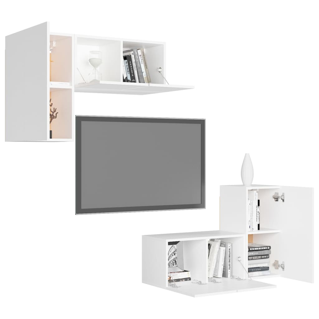 Set Mobili TV 4 pz Bianco in Truciolato
