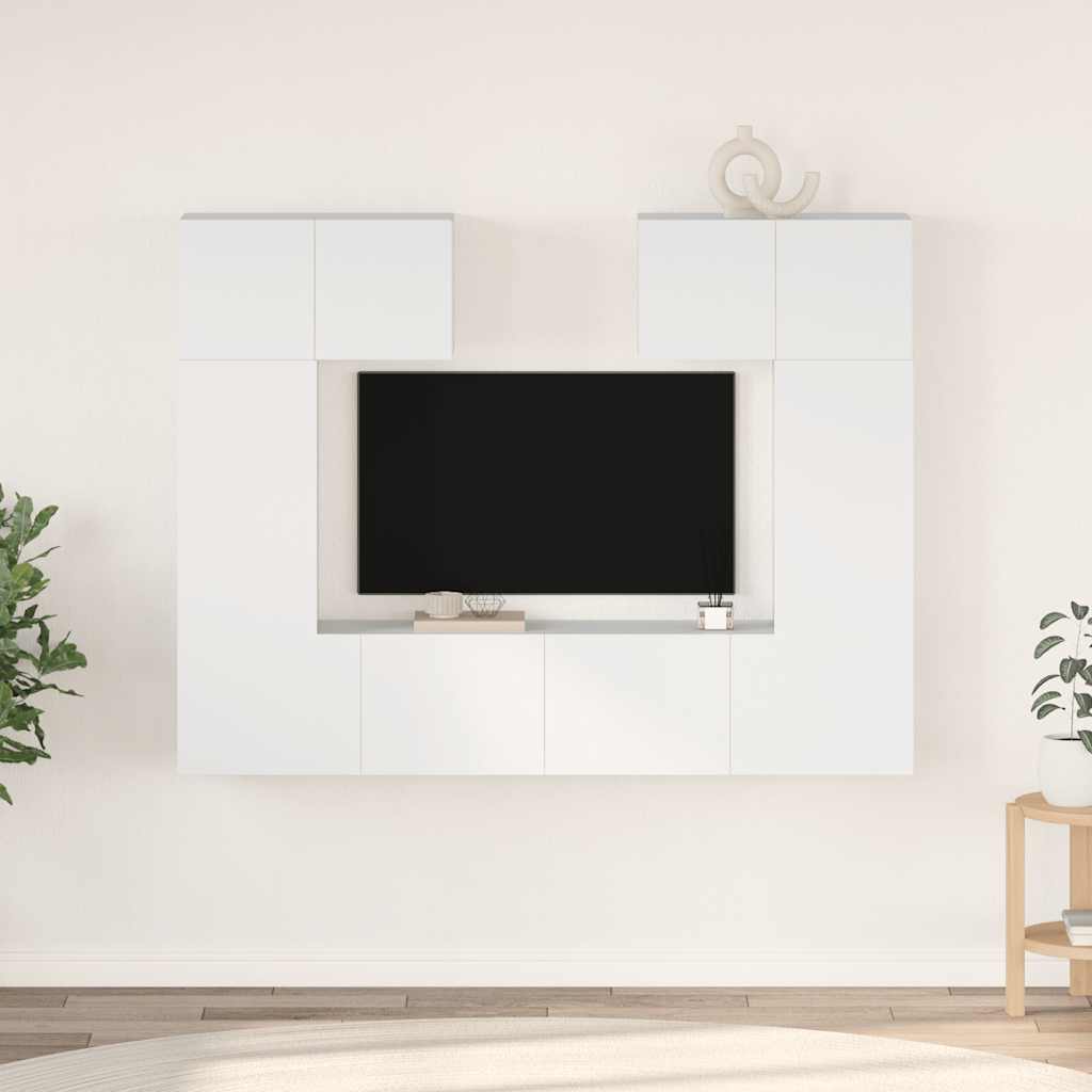 Set di Mobili Porta TV 6 pz Bianco in Legno Multistrato