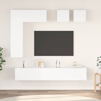 Set Mobili Porta TV 8 pz Bianco in Legno Multistrato