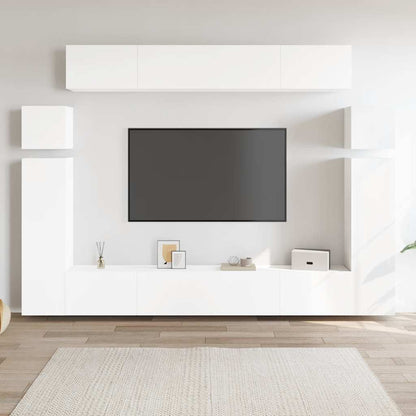 Set Mobili Porta TV 8 pz Bianco in Legno Multistrato