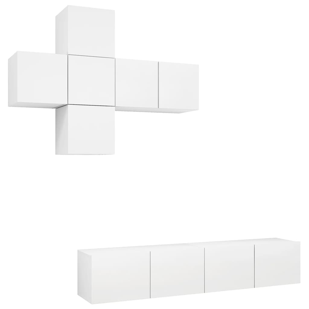 Set Mobile TV 7 pz Bianco in Legno Multistrato