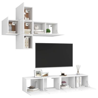 Set Mobile TV 7 pz Bianco in Legno Multistrato