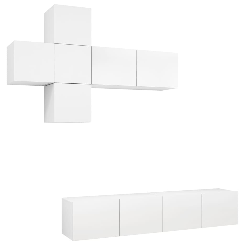 Set Mobili Porta TV 7 pz Bianco in Legno Multistrato