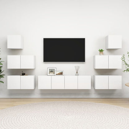 Set Mobili Porta TV 8 pz Bianco in Legno Multistrato