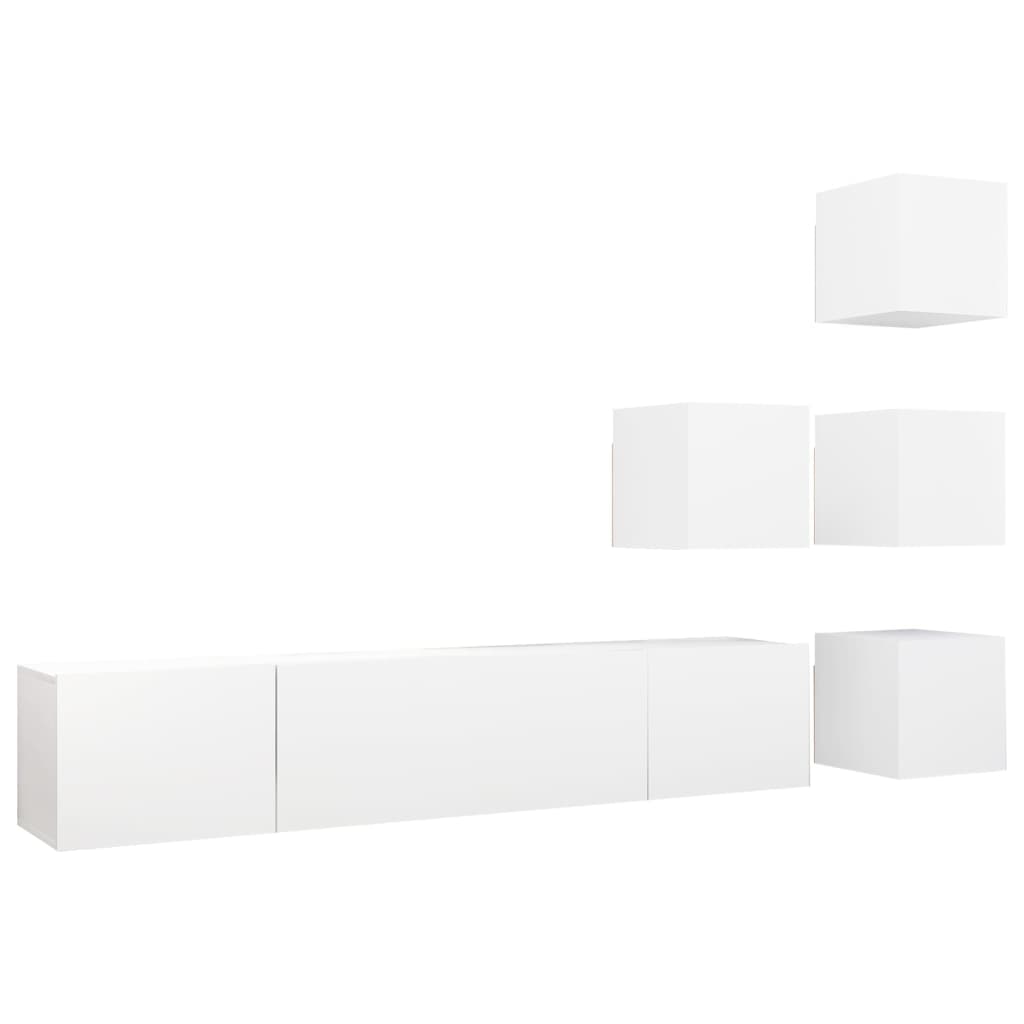 Set Mobili Porta TV 6 pz Bianco in Legno Multistrato