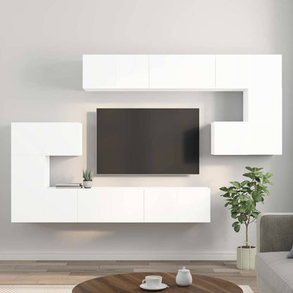 Set Mobili Porta TV 10 pz Bianco in Legno Multistrato