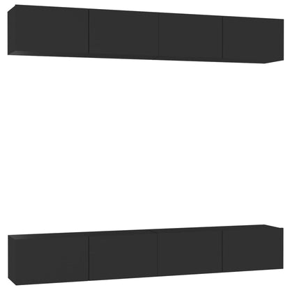 Mobili Porta TV 4 pz Neri 100x30x30 cm in Legno Multistrato