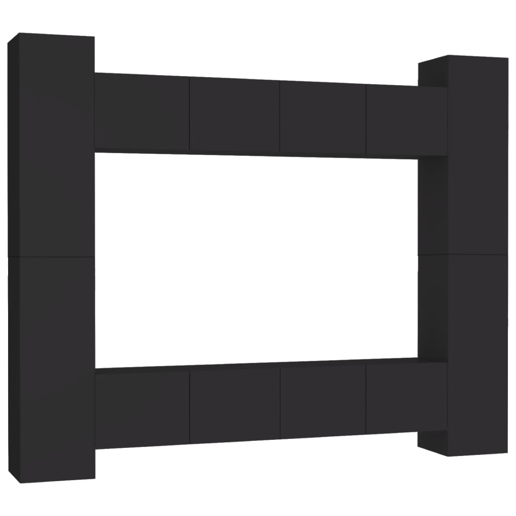 Set di Mobili Porta TV 8 pz Nero in Legno Multistrato