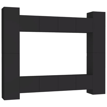 Set di Mobili Porta TV 8 pz Nero in Legno Multistrato